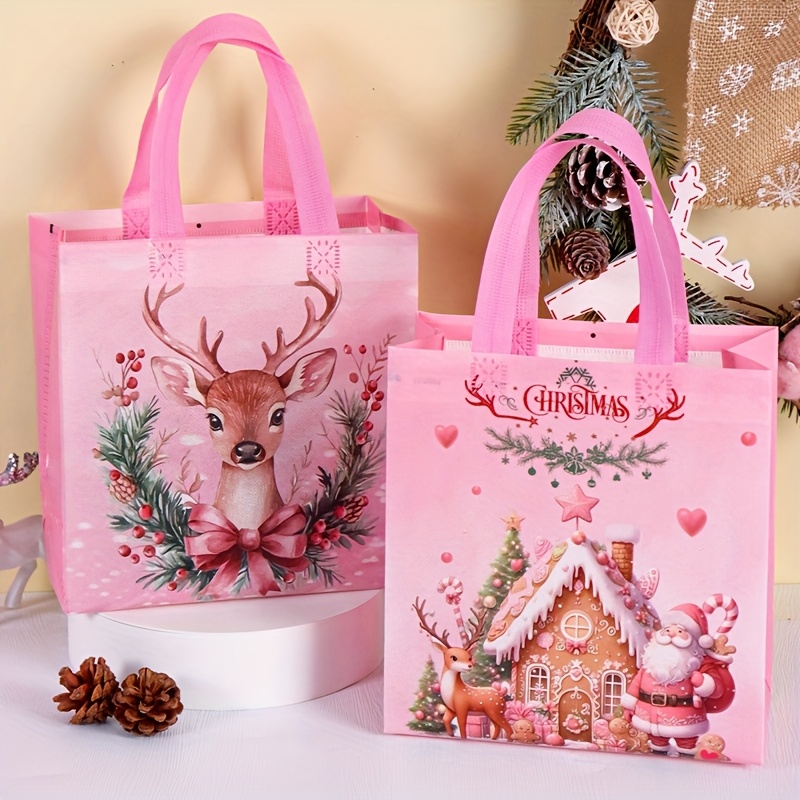 Elk Bugle Call - 4/8 adet Pembe Noel Bez Çantalar